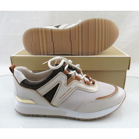 Women's Shoes Michael Kors Pippin Trainer Sneakers MK Logo Cream Multi Size 9.5 - Picture 11 of 11